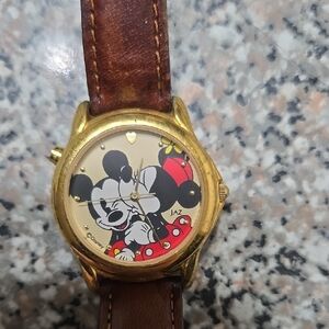 Vintage JAZ Mickey Kissing Minnie Musical Watch